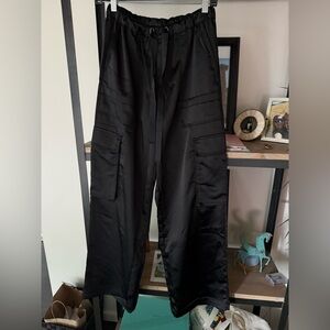 Sanctuary Women’s Black Satin Cargo Pants